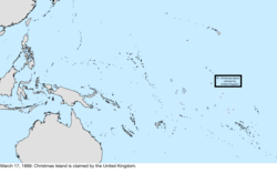 Map of the change to the United States in the Pacific Ocean on March 17, 1888