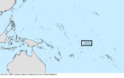 Map of the change to the United States in the Pacific Ocean on June 26, 1889