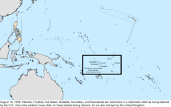 Map of the change to the United States in the Pacific Ocean on August 16, 1939