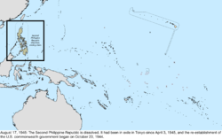 Map of the change to the United States in the Pacific Ocean on August 17, 1945