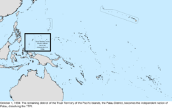 Map of the change to the United States in the Pacific Ocean on October 1, 1994