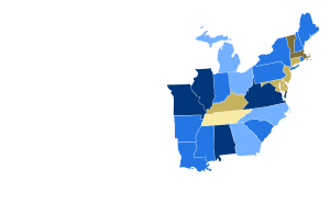 Map is not an actual representation of the period. There was no Southwestern states. The Southwest was actually Northern Mexico at this time