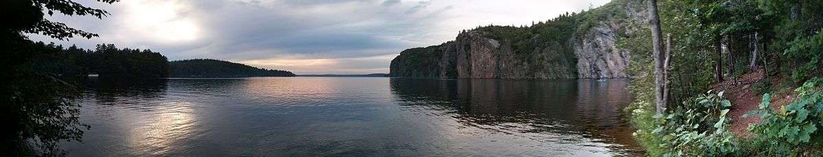 Upper Mazinaw Lake facing Mazinaw Rock from The Narrows, looking North.