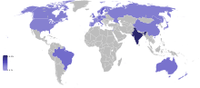 Vegetarianism as a percentage of the population