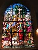 Stained glass inside the Église Saint-Ouen in Le Tronquay