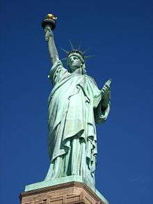 Statue of Liberty, seen from the statue's front-left and below