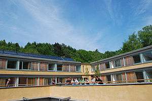 Students on the roof terrace of the Wales Institute for Sustainable Education