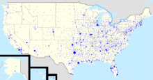 Map of Walmart stores in the U.S., as of August 2010