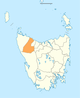 A map showing the Waratah-Wynyard LGA in Tasmania