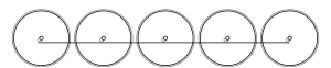 Diagram of five large driving wheels joined together by a coupling rod