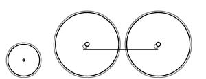 Diagram of one small leading wheel, and two large driving wheels joined together with a coupling rod