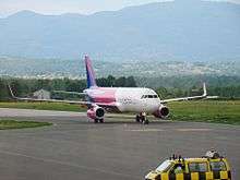 WizzAir airplane taxiing in Tuzla International Airport