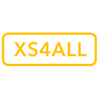 XS4ALL written in yellow letters with a yellow frame